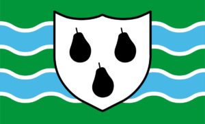 Flag of Worcestershire alluding to hard water