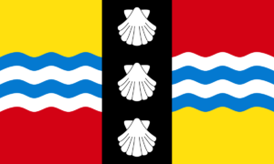 Flag of Bedfordshire alluding to hard water in this area