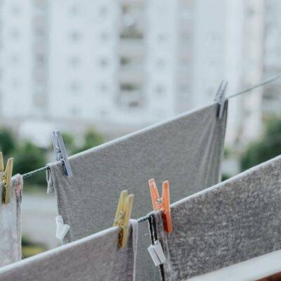 clothes on a washing line in the city